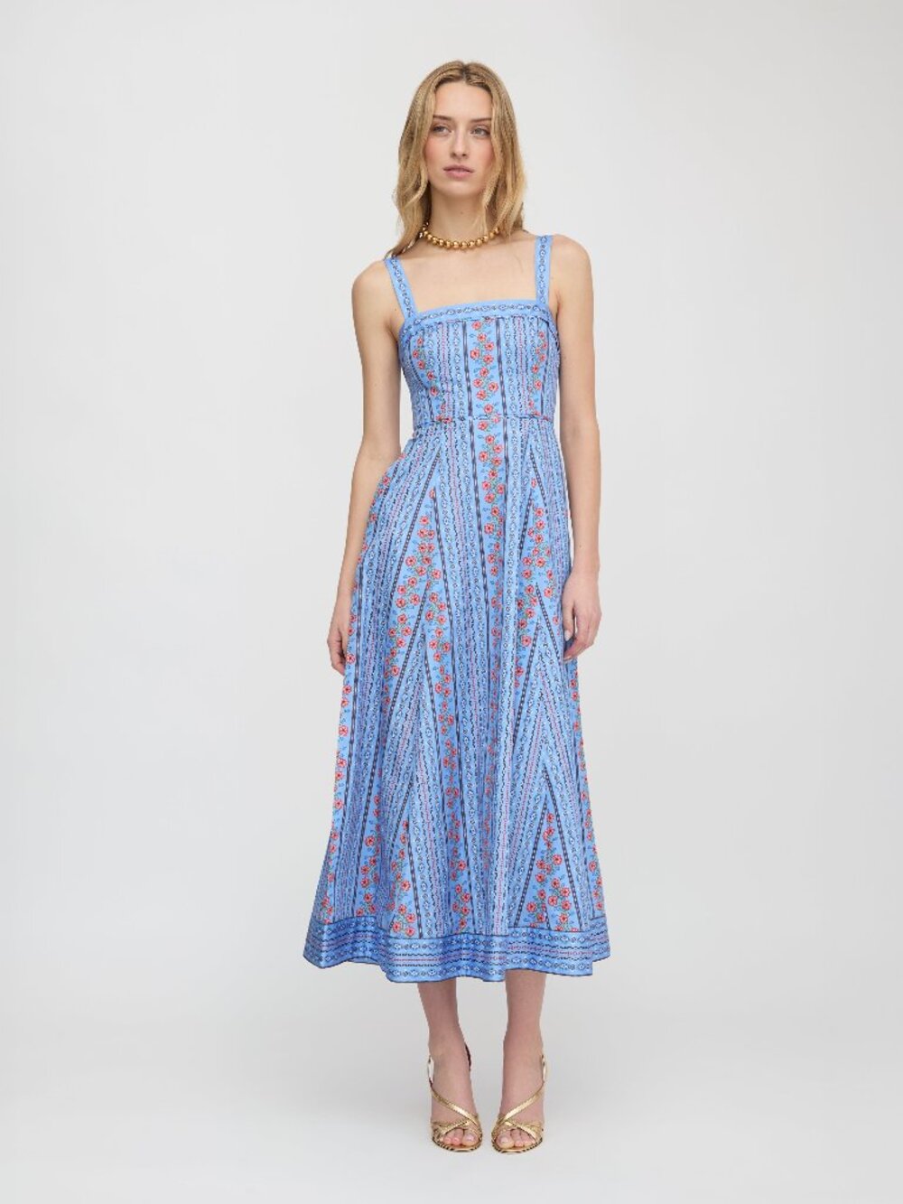 Hill House Home The Ezra Dress - Blue Floral Batik Stripe Size SBlue Floral Bati